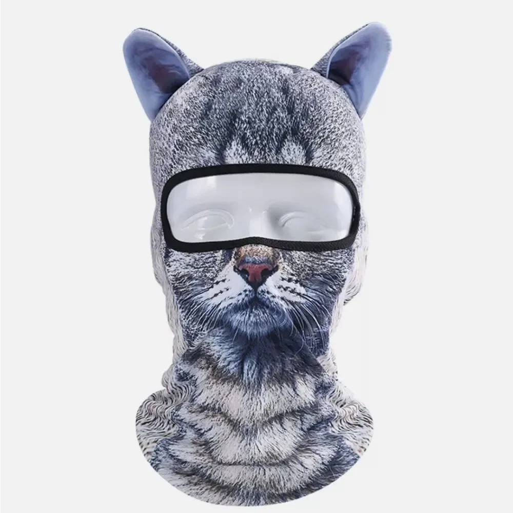 Breathable 3D Animal Printing Balaclava Cycling Hat Dog Cat Ears Full Face Mask